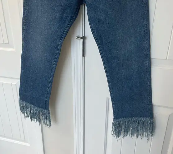 3x1  Lima Crop straight leg fringe high rise jeans