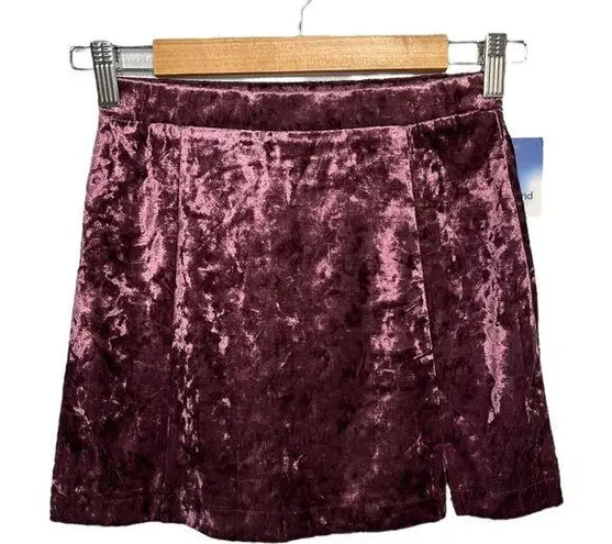 Abound New Nordstrom  Crushed Velvet Velour Mini Retro 90s Y2K Skirt Burgundy XS