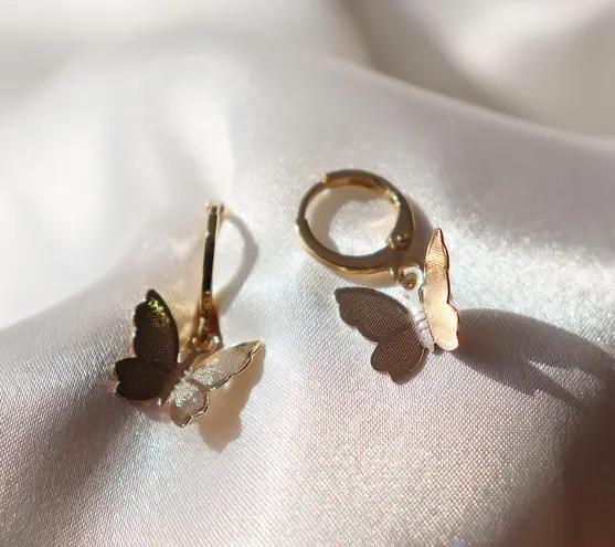 Boutique Dainty Gold Butterfly Huggie Earrings