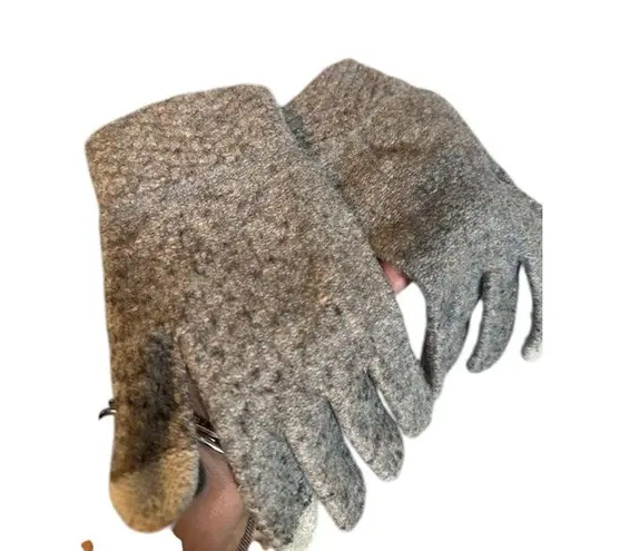 Two Pairs of Gloves. Mittens Black White Gray Knit Gloves Women