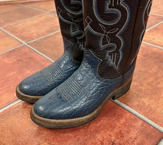 Double H Leather Pull Strap Western Embroidery Womens Boots Size 6.5 Black