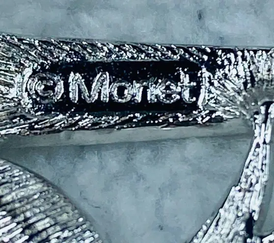 Monet Vintage Geometric Swirl Open Work Weave Silver Tone Jewelry Pin Brooch