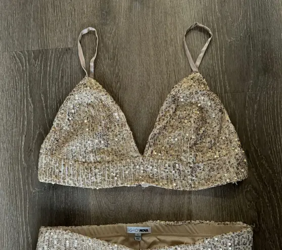 FashioNova Gold Sequin Matching Set