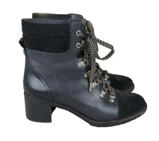 Sam Edelman  Manchester Black Leather Moto Boots Biker Women's Size 8 Lace-up