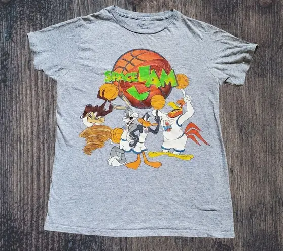 Looney Tunes SPACE JAM Tee Shirt Gray Women Size Small Bugs Bunny Basketball