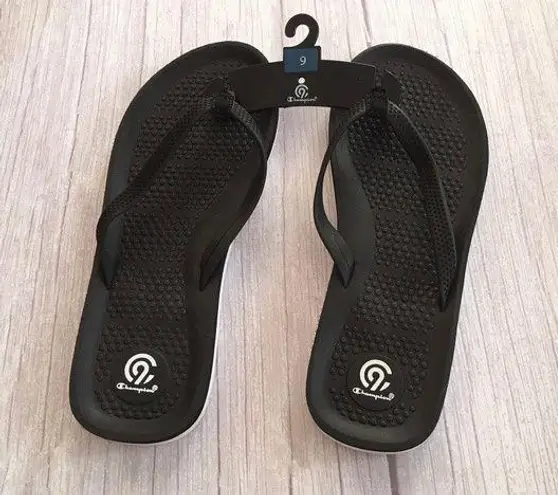 Champion Black Sandals, Size 9