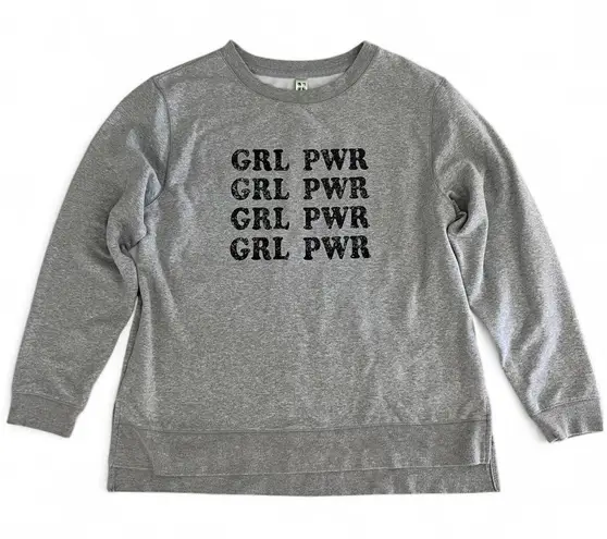 Girl Power Cotton Blend Cozy Crewneck Sweater for Women Size XXL Gray