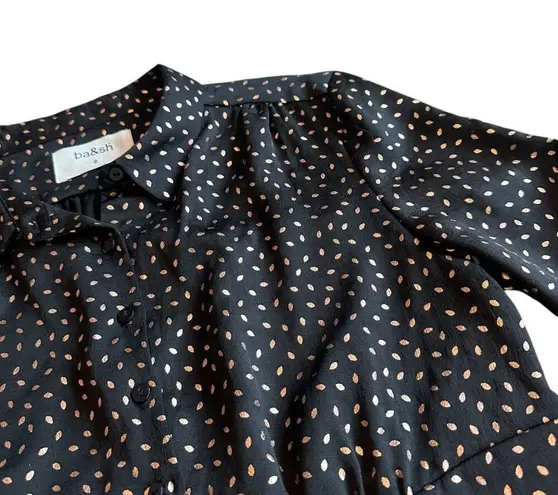 Ba&sh Chemise Glorio Button-Down Shirt Top Blouse Long Sleeve Foil Size 2 NWT