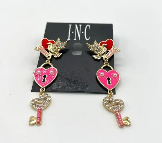 International concepts  Mixed Stone Charm Drop Earrings in Gold MSRP $30 NWT