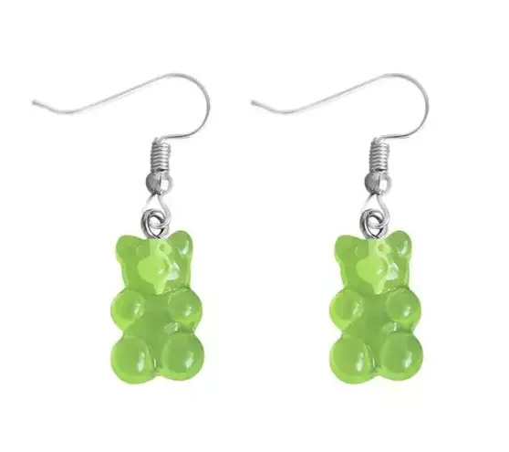 🆕Green Candy Gummy Bear Dangle Earrings Green
