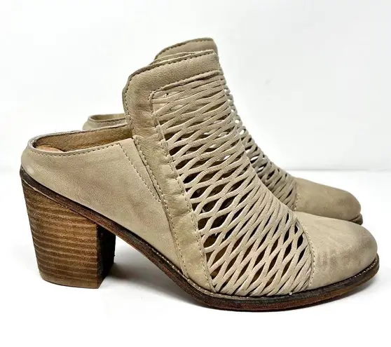 Diba Leather Heeled Mules Gray Sz 8.5