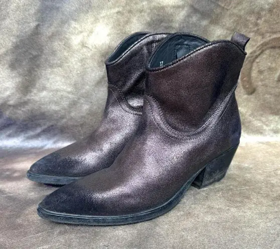 Moamoa MoMa western cowboy ankle bronze brown pre distressed leather boots size 37