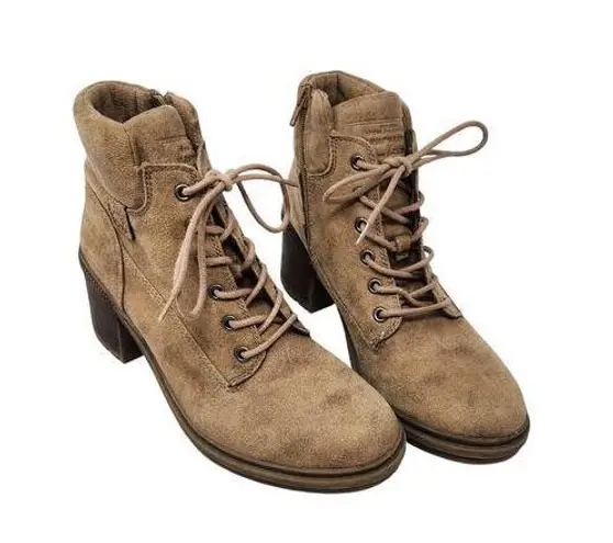 Crown Vintage Charley Ankle Combat Boots Side Zip Lace Up Brown Size 9.5