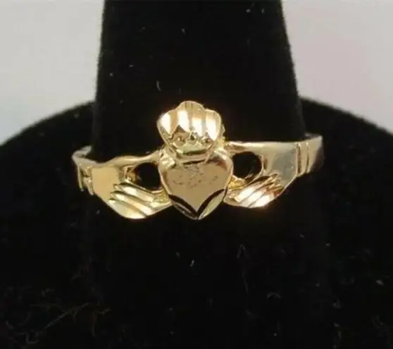 (Size 1) 14KT Gold EP Claddagh Irish Celtic Wedding Ring