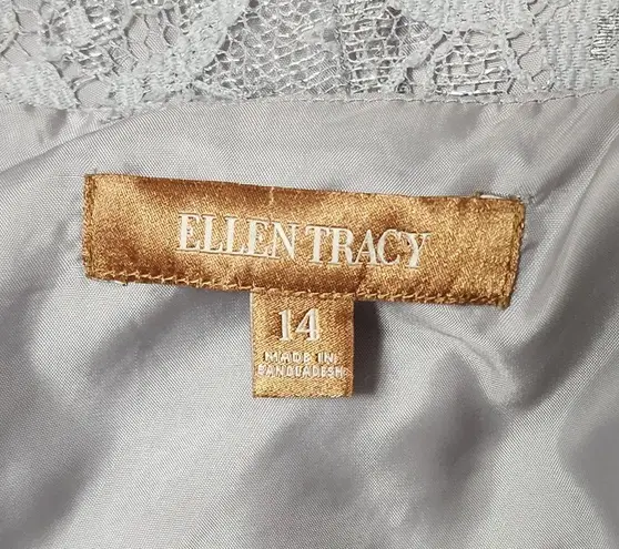 Ellen Tracy silver metallic lace fit and flare sleeveless dress size 14