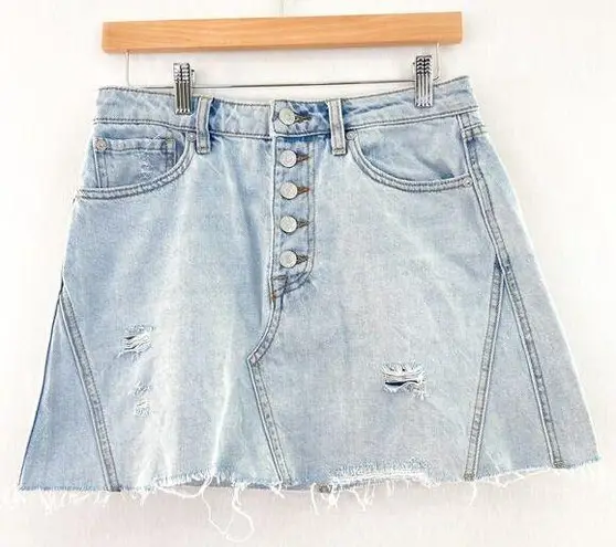 We The Free Free People  Light Wash Denim Skirt Button Fly size 28