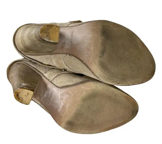 Franco Fortini Cole Tan Suede Buckle Studded Heeled Booties Women's Size 6