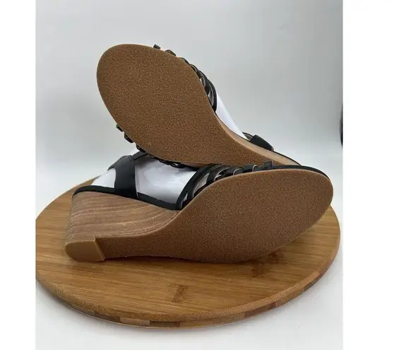 Susina Women's Black Gladiator Ankle Strap Terra Wedge Sandal 9