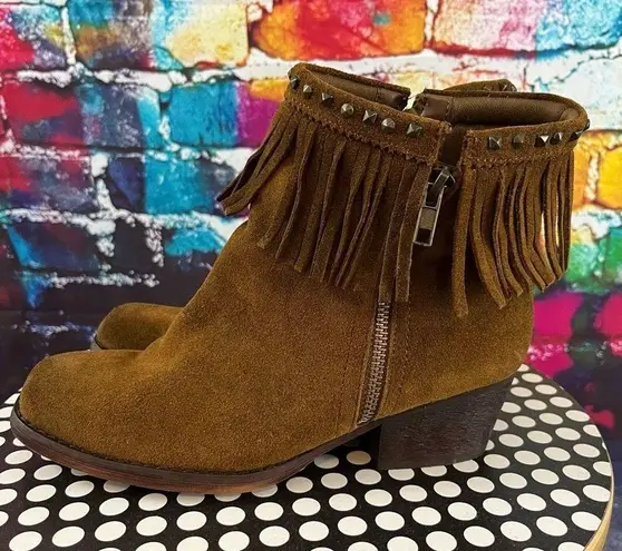 Baretraps  Wendell fringed leather boots sz 6.5 Booties Side Zip Western Boho