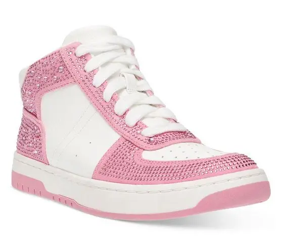 Wild Pair White And With Pink Rhinestones Camelott High-Top Sneakers Size 9.5