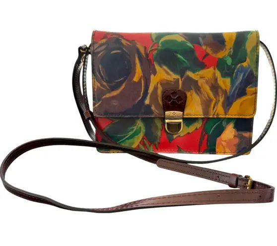 NWT Patricia Nash Winter Bloom Leather Lanza Crossbody Bag Blue