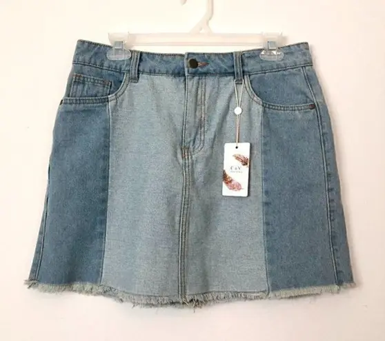 Chelsea and Violet NEW NWT CHELSEA VIOLET Patchwork Denim Jean Mini Light Wash Cotton Etc Skirt 27