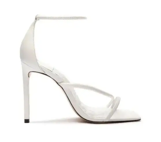 Schutz Gaiah Ankle Strap Sandals in White Leather Size 8.5 EUC