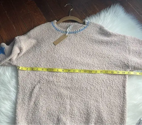 Teddy Bear Sweater Tan & Cobalt Blue Stars Super Soft NWT