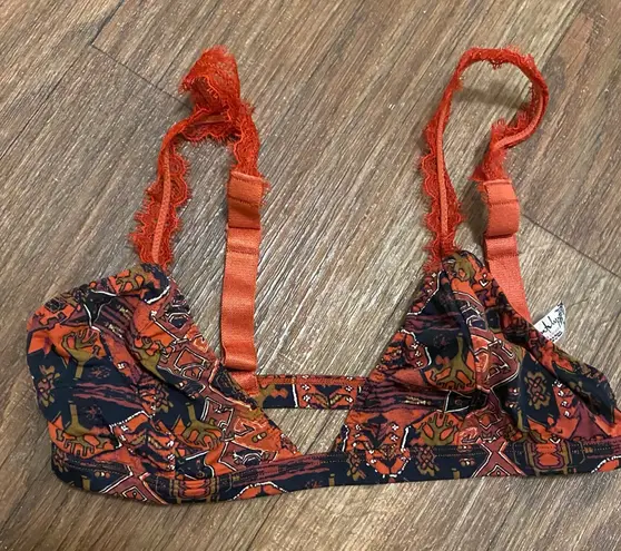 Intimately Free People Womens Bralette Bra XS Aztec Boho Brown Print Orange