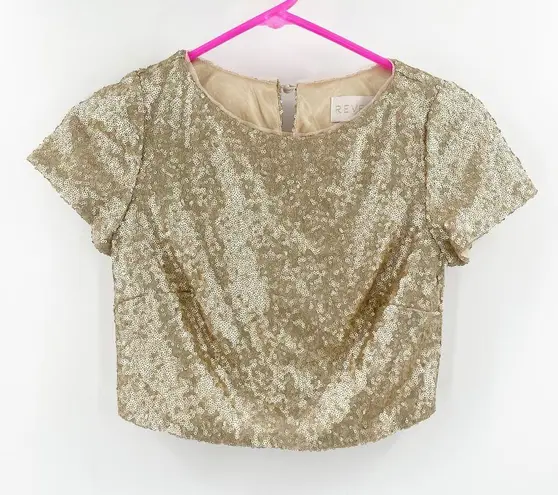 Revelry Gold Sequin Crop Top Extra Small Style 2454 Evening Wedding Bridesmaid Size XS