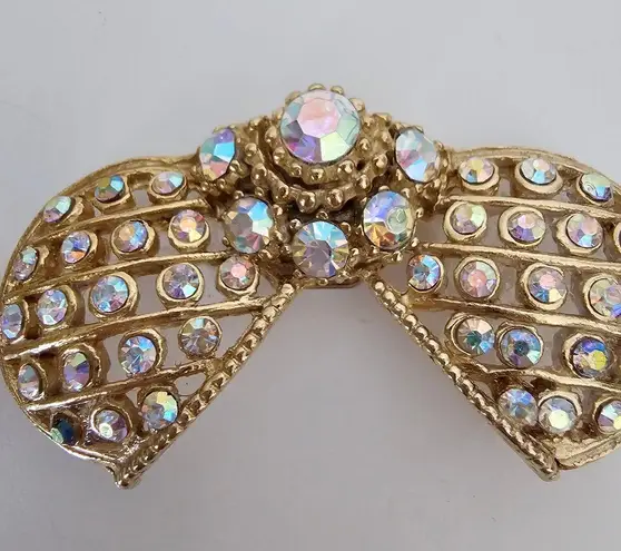 Vintage 90s Maximalist Shoe Clips Aurora Borealis Bow Butterfly Bug Rhinestones Blue