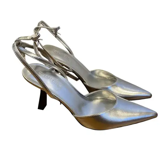Open Edit Neesha Ankle Strap Pointed Toe Pump In Silver