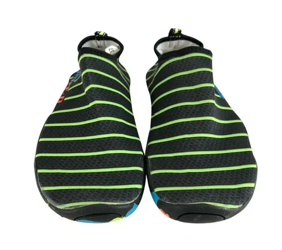 Functional Womens Water Shoes Slip On Lightweight Striped Black Green 37 US 6