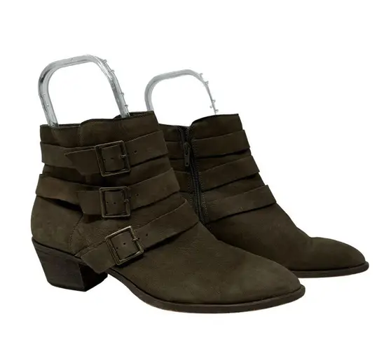 Sole Society Nelmaeya Leather Almond Toe Ankle Boots Brown Size 10