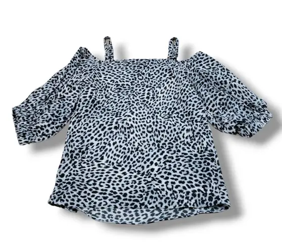 Olivaceous  Top Size Small Womens Blouse Cold Shoulder Open Shoulder Leopard Print Animal Print Women's 