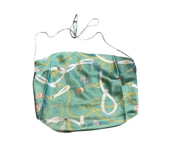 Ser.O.Ya Size Medium NEW Ellison Print Silk Top Green Nautical Halter NWT