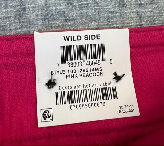 JM Collection Pink Peacock Gold Tone Buttons Straight Leg Pants XS