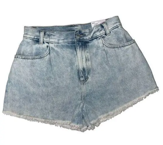 SO  Jean Shorts "Dad Short" Frayed Hem Juniors Sz 9 High Rise Relaxed Fit Light