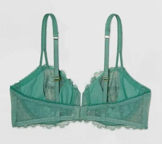 AUDEN TEAL UNLINED LACE BALCONETTE PLUNGE BRA — 32B Green Size 32 B