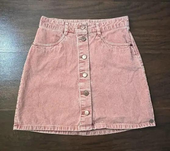 Roxy  light pink corduroy button down mini skirt size XS