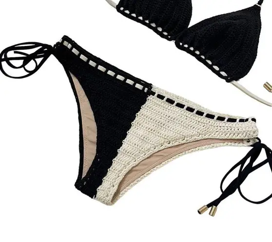 Zimmermann  Clover Crochet Bikini Set in Black & White