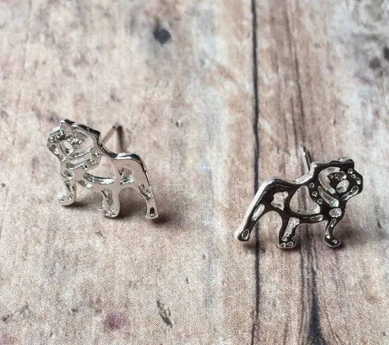 NEW Silver Bully Bulldog Stud Earrings UGA University Of Georgia Samford