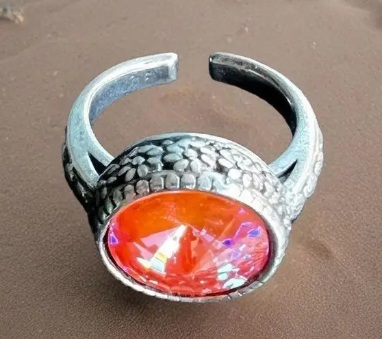 Sparkly ring made with Swarovski crystal adjustable fit handcrafted Silver