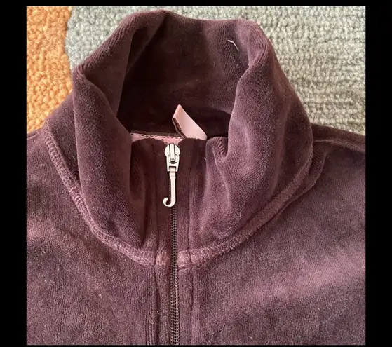 Juicy Couture y2k 90’s J Zipper Brown Velour Graphic Tracksuit Jacket Small
