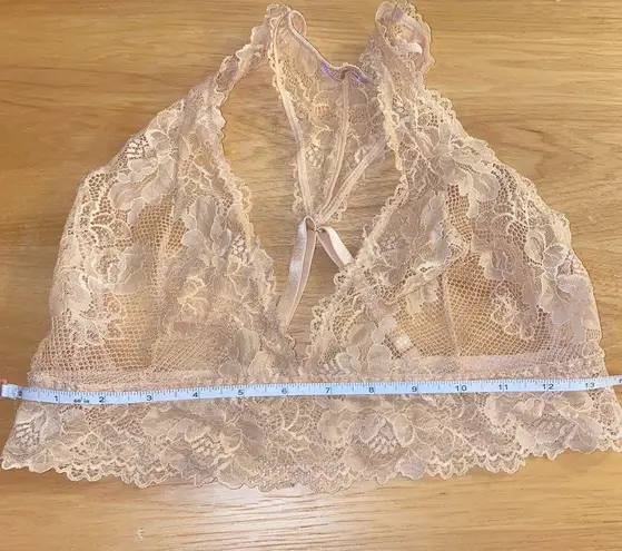 Savage X FENTY unlined plunge lace floral Racerback bralette beige size large