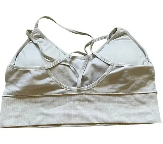 White Padded Crisscross Back Halter Neck lined Sports Bra SZ M Size M