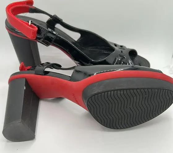 Hogan Black and Red Patent Leather Heels