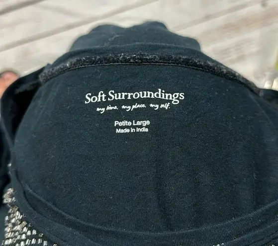 Soft Surroundings drapey cowl neck shirt faux layer rhinestone size large petite