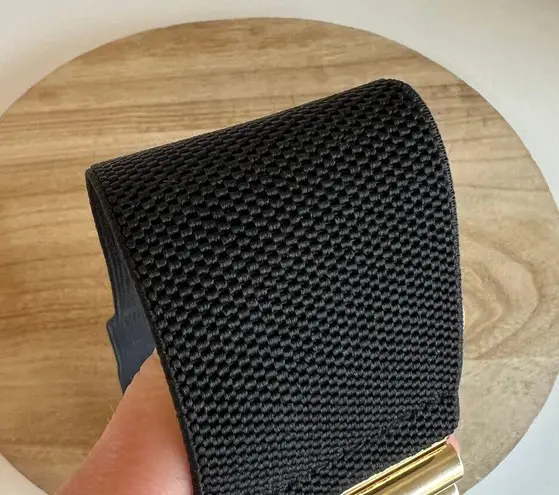 Black Thick Wide Stretchy Golden Slide Buckle Belt Size Small