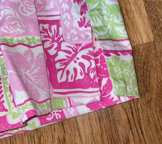 Island Republic Funky Pink Hawaiian Print Cropped Pants Sz 8 Cotton Stretch